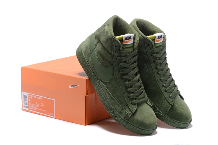 Women Nike Blazer Mid PRM VNTG All Army Green Shoes - Click Image to Close